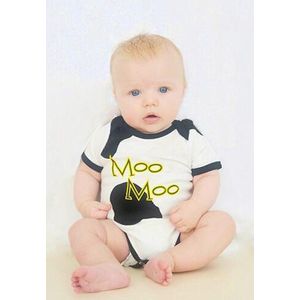Koe Rompertje Moo maat 62/68 biologisch katoen dierenprint