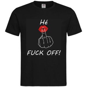 T-shirt Unisex Volwassenen Lol - Festival - carnaval - kermis - festival - vrijgezel - feestje - grappig - humor - Weekend ""He Fuck Off"" Op Voorkant | korte mouw | Zwart/rood/wit | maat XL