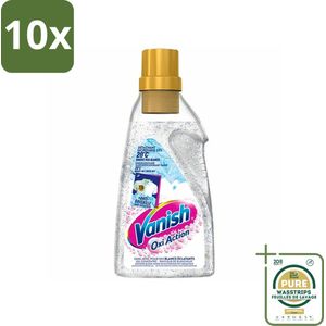 10 x Vanish - Vlekverwijderaar - Oxi Action Booster Gel Whitening - Voor Witte Was - 750 ml - Grootverpakking - Witte Was - Vlekverwijderaar - Witte Kleding - Vlekken Verwijderen - Gebruik In Wasmachine