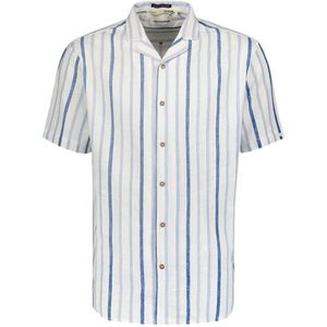NO-EXCESS Overhemd Shirt Short Sleeve 3 Coloured Strip 24440451 010 White Mannen Maat - M
