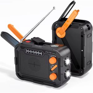 Sounix Noodradio - Solar Opwindbaar - Powerbank - Oranje/Zwart