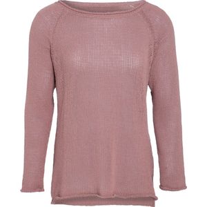 Knit Factory Jasmin Gebreide Dames Trui - Trui dames - Pullover voor de lente en zomer - Zomer trui dames - Damestrui - Duurzaam & milieuvriendelijk - Boothals - Lange mouw - Oud Roze - 36/38 - 80% Gerecycled katoen