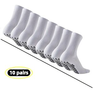 10-pack voetbalsokken (wit), ademende, vochtafvoerende sportsokken met ondersteuning van de voetboog en elastische boorden, duurzaam polyester, effen patroon, comfortabel om te dragen