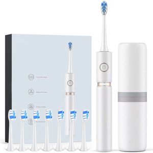 Sonic Elektrische Tandenborstel – Sonische Oplaadbare Tandenborstel voor Witte Tanden met 8 Opzetborstels, USB-oplader, Waterdicht & Reisetui