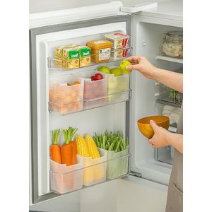 Set van 6 ruimtebesparende koelkastorganisatoren Doorzichtige BPA-vrije koelkastcontainers voor keukenkastkasten Planken Badkamer