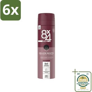 8 x 4 Deospray Men - No.18 Millions Nights - Deodorant - Voor Heren - 150 ml - Voordeelverpakking - 6 stuks - 8 x 4 deodorant - Millions Nights