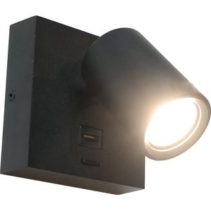 Artdelight - Wandlamp Master LED - Zwart - USB - GU10 LED 6W 2700K - IP20