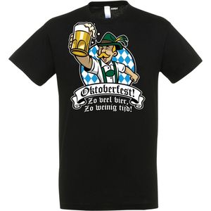 T-shirt Oktoberfest Zo veel bier zo weinig tijd | Oktoberfest dames heren | Tiroler outfit | Carnavalskleding dames heren | Zwart | maat XXL