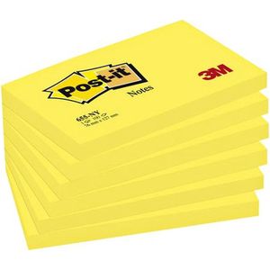 Memoblok 3m post-it 655 76x127mm neon geel | Omdoos a 6 stuk x 100 vel | 72 stuks