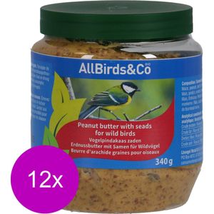 Allbirds&Co Vogelpindakaas Zaden - Voer - 12 x 340 g