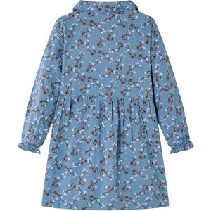 Kinderjurk met lange mouwen - Maat 92 - Petrol Kinderjurk - Meisjesjurk - Petroleum Blauw - Jurkje - Langmouwig