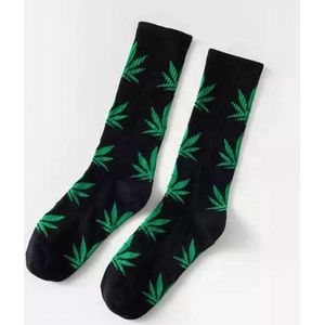 Jumada's - Wietsokken - Cannabissokken - Wiet - Cannabis - zwart-groen - Unisex sokken - Maat 36-45
