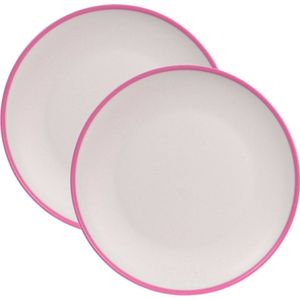 8x stuks onbreekbare kunststof/melamine roze ontbijt bordjes 28 cm voor outdoor/camping/picknick/strand