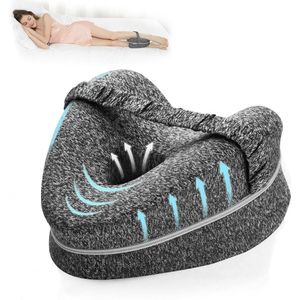 Beenkussen | Kniekussen Van Traagschuim Met Elastische Band Voor Zijslapers | Beenondersteuningskussen Met Afneembare En Wasbare Hoes (Grijs)