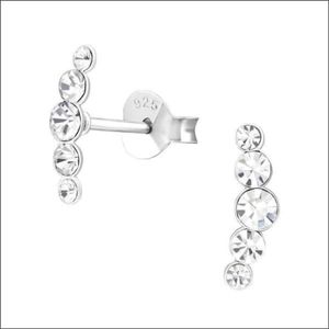 Aramat jewels ® - Zilveren geometrische oorstekers met kristal 925 zilver transparant 10mm x 3mm