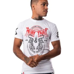 8 Weapons T Shirt Sak Yant Tigers Wit Rood - XL