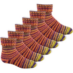 Gebreide kindersokken | Scandinavische sokken | Kleur: Geel | Maat: 23 t/m 38 | 6 paar