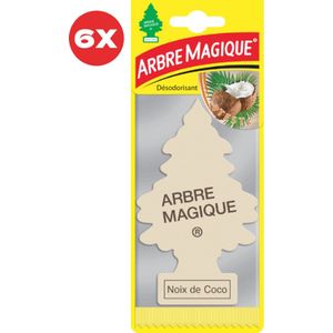 6 stuks Kokosnoot Arbre Magique Geurboom luchtverfrisser voor in de auto Cocco – Car Parfum – Geurboompje – Geurbooster – Wonderboom – Geurverfrisser – Nieuwe Auto – Autogeur – Autoparfum – Geurblad – Coco – Coconut – Noix de Coco