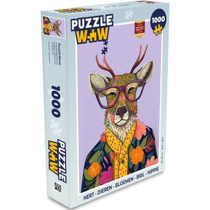 Puzzel Hert - Dieren - Bloemen - Bril - Hippie - Legpuzzel - Puzzel 1000 stukjes volwassenen