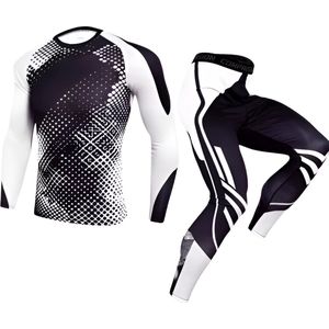 E-shop4u® - Mannen Compressie Sport Thermisch Ondergoed - Winter Warm Kompres Lange - Onderbroek Shirt & Tops Bottom pak- Warmte & Prestatie - Wit - XXXL