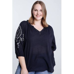 Paprika Losse blouse met geborduurd bloemenmotief