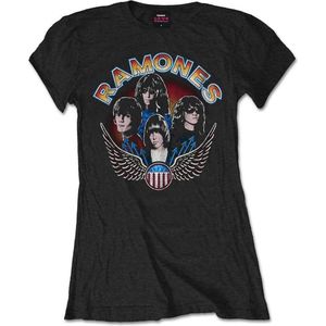 Ramones Dames Tshirt -M- Vintage Wings Photo Zwart