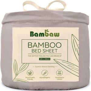 Bambaw - Hoeslaken - Grijs - Bamboe - 180x200cm - Hypoallergeen