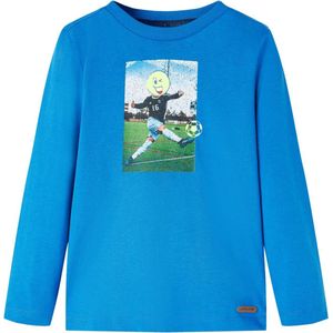 vidaXL - Kindershirt - met - lange - mouwen - 116 - kobaltblauw