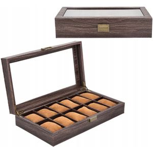 Luxe Horlogedoos voor 12 Horloges - Bruin