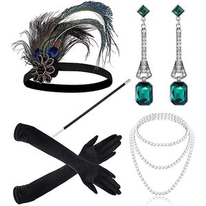 jaren 20 kostuum voor dames, flapper-accessoireset, jaren '20, Halloween, kostuumaccessoires voor eindexamenfeest, Kerstmis, feest uit de jaren '20, Gatsby Art Deco flapper party