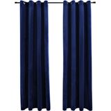 vidaXL-Gordijn-verduisterend-met-ringen-2-st-140x225-cm-fluweel-blauw