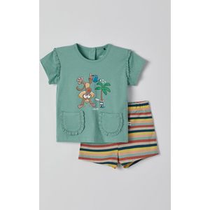 Woody - Meisjes Pyjama - zeegroen - mandril - 1m