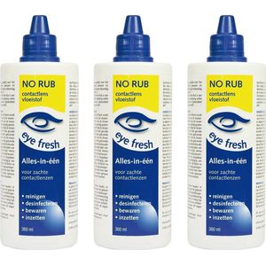 Eye Fresh No Rub 3 x 360 ml - Alles-in-één Lenzenvloeistof voor zachte contactlenzen - Voordeelverpakking