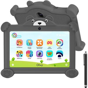 Olvy Kindertablet Vanaf 3 Jaar - Tablet - 96GB - Ouder Control App - 7 Inch - Tablet Kinderen - Stevige Beschermhoes - 100% Kidsproof