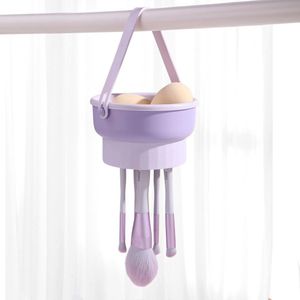 3-in-1 Makeup Brush Cleaner en Silicone Brush Holder in Paars