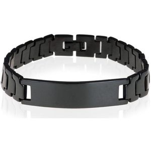 Heren armband Mendes Edelstaal ID Zwart