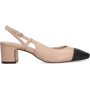 Manfield - Dames - Beige leren slingback pumps - Maat 40