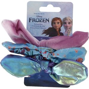 Frozen Disney Haar Elastiekjes/Scrunchies met Strik (x3) - Multicolor