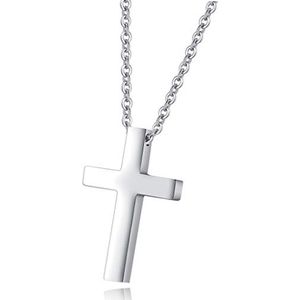 Stainless steel cross pendant necklace for men and women with silver chain