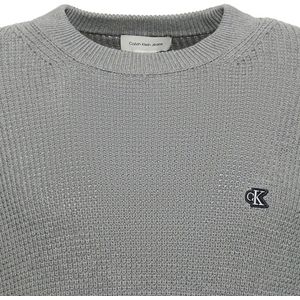 Calvin Klein - LS EZ COTTON WAFFLE CRWNK SWTR - Trui - Medium Grey Htr - Lange Mouwen