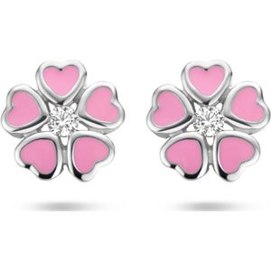 Zilveren oorknoppen bloem zirkonia - PSN1335286