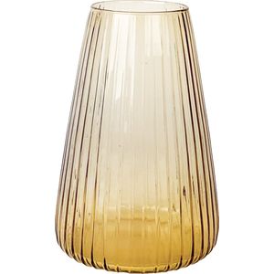 XLBoom Dim Stripe Large Vaas - Glas - Voor Binnen - Licht Amber - 19,5×19,5×30cm