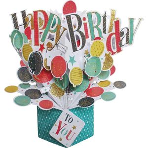 3D Pop-up wenskaart met envelop – Happy Birthday - Balloons