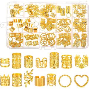 Brenzoos - Haaraccessoires - Set van 190 stuks Gouden Sieraden voor Vlechten en Dreadlocks