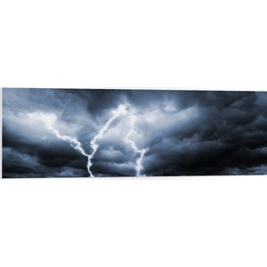 PVC Schuimplaat - Bliksem - Onweer - Donker - 120x40 cm Foto op PVC Schuimplaat (Met Ophangsysteem)