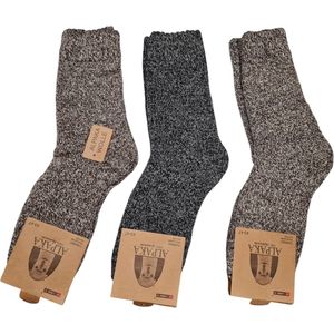 Alpaca Wollen Sokken- Huissokken - Wintersokken - Thermosokken - 3Pack – Bruin Grijs Bruin - 43-47