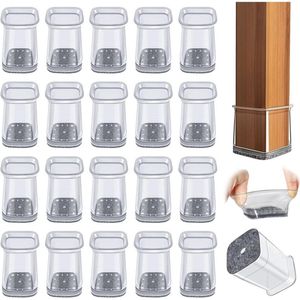 Extra kleine vierkante doorzichtige siliconen stoelpoothoezen 32 stuks - voor hardhouten vloeren - meubelvoetbeschermers - 13-20 mm