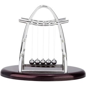 Newton's Cradle Balance Kogelspel met 5 Ballen en Sokkel - Bureau Decoratie en Educatief Speelgoed (M)