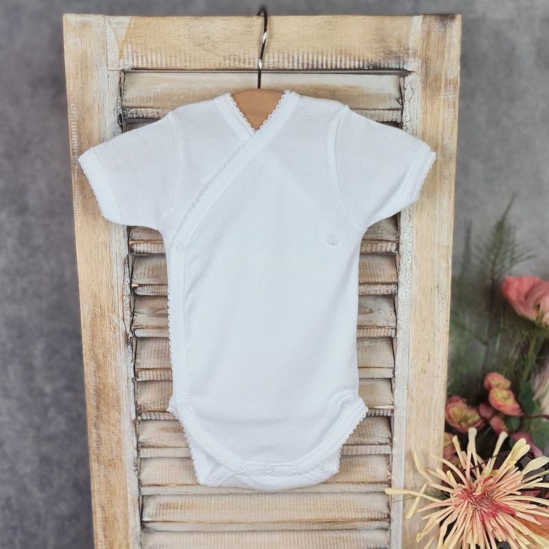 Romper Babidu 1157, wit overslag, k.mouw 50