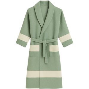 Peshtemal badjas hamam – sauna badjas - 100% hoogwaardig katoen – sneldrogend & lichtgewicht – zomer | ochtendjas - unisex hamam badjas - groen - maat S/M